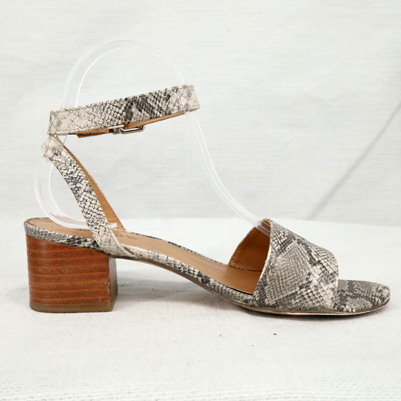 J Crew Sandals Womens 6 M Gray Animal Print Block Heels Ankle Strap Shoes - Picture 9 of 14